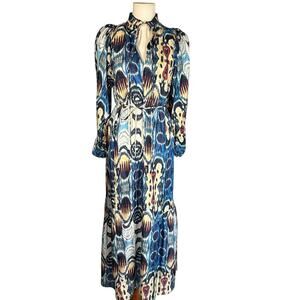 Maria Cher Mariacher Lugo Franca 100% Silk Dress in Blue Mix XS